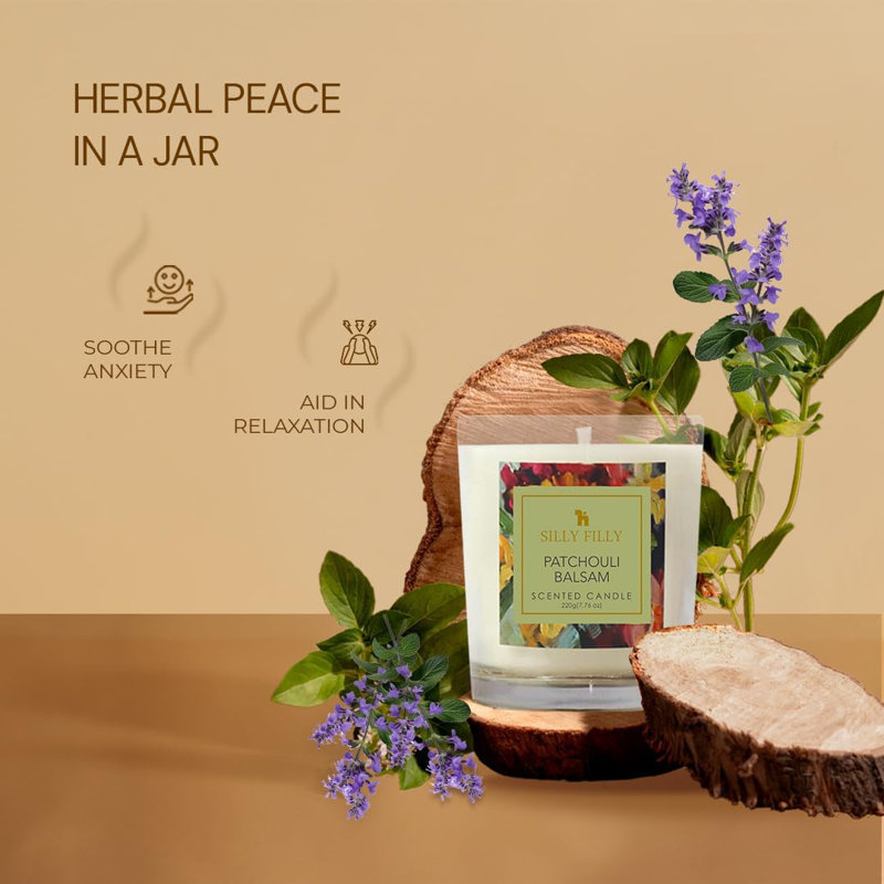 Bougie en verre | Patchouli baume légèrement parfumé | Deux mèches 13 oz | Plus de 40 heures d'autonomie | Idéal pour la maison, les fêtes et les cadeaux