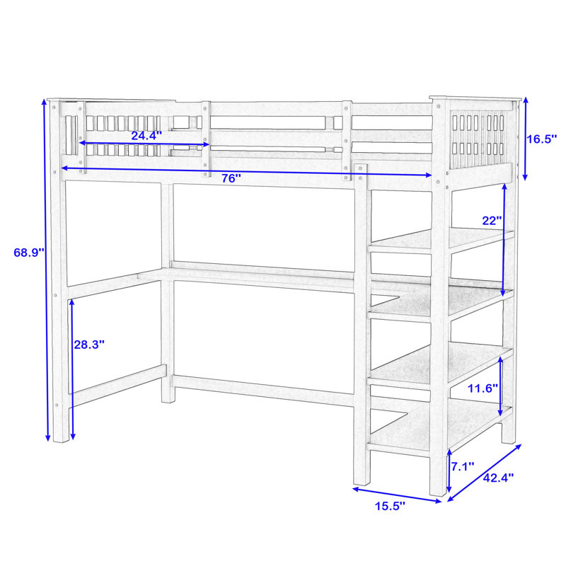 Lit mezzanine Egla par Harriet Bee, Espresso, Simple