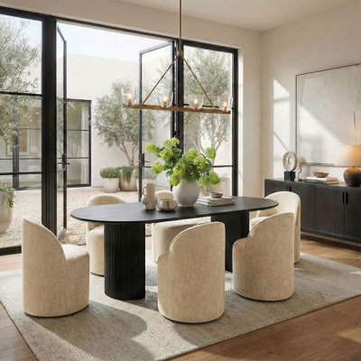  6 - Person Dining Table Sets With Oval Table & 6 Upholstered Chairs