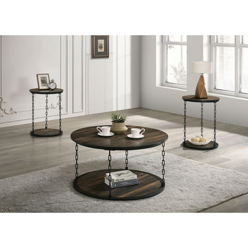 Ensemble de 3 tables basses Kye, Marron foncé