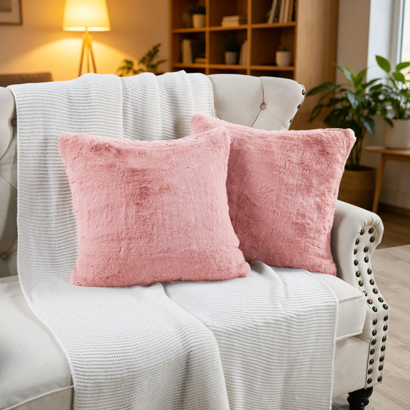 Housse de coussin lourd en fausse fourrure, H 20 pi x l 20 pi, Rose quartz
