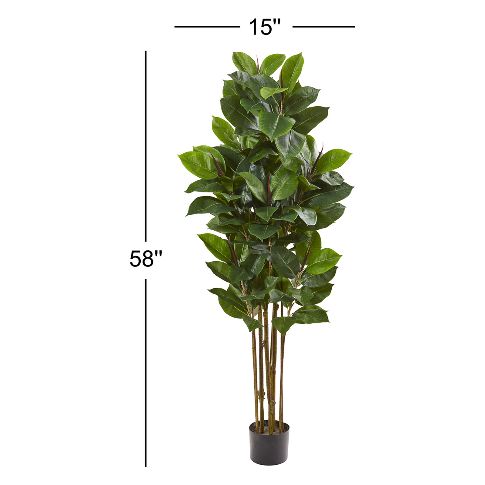 58'' Faux Rubber Leaf Tree in Pot Liner