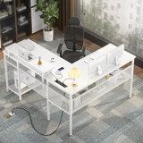 Toria 55'' L-Shaped Desk with Storage, Power Outlets and LED Strip