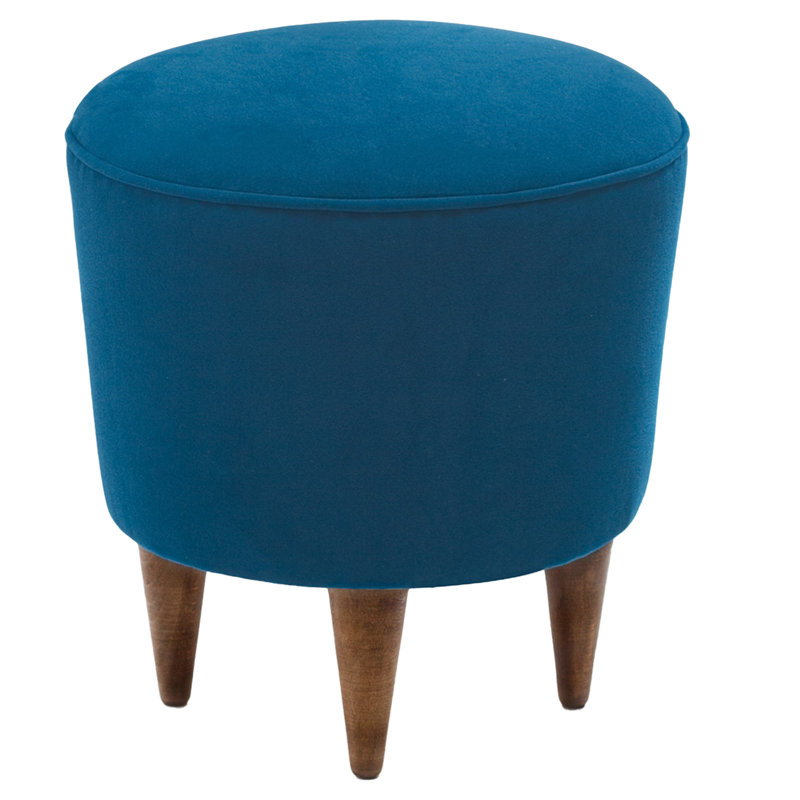 Catie Upholstered Ottoman, Blue Polyester