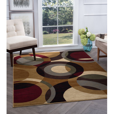 Medon Contemporary Geometric Circles Multicolor Area Rug for Living Room, Dining Room, Bedroom