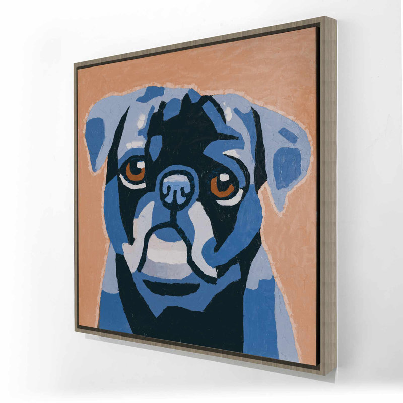Toile carlin bleue contemporaine | Décoration Flash the Pug, Brun, H 25,25 po x l 25,25 po