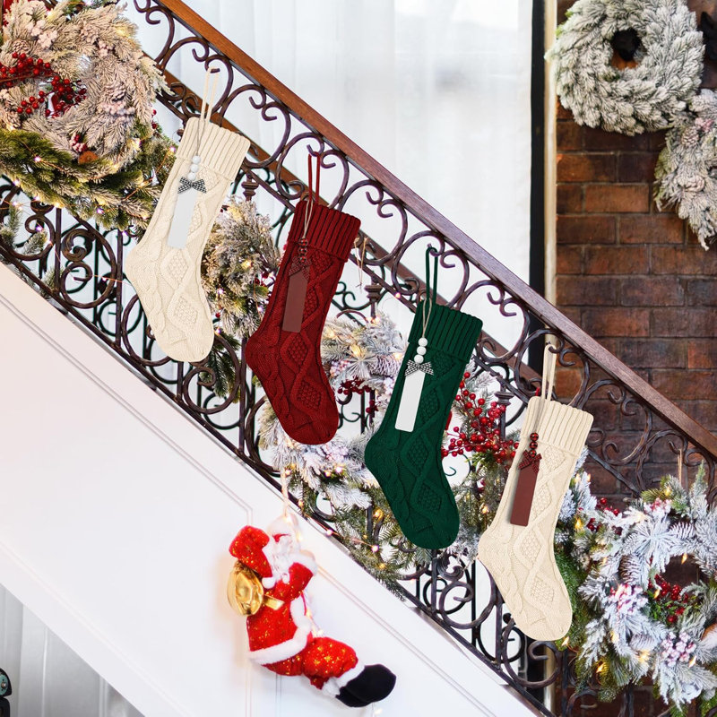 Ensemble de 6 bas de Noël torsadés colorés de 18 po, bas de Noël tricoté pour Noël, bas de Noël grand tricoté