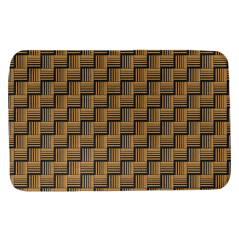 Jaya Memory Foam Non-Slip Bath Rug, 21" W x 34" L, Black/Orange