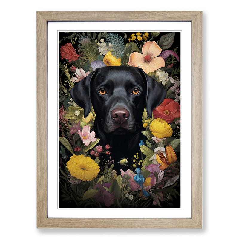 Labrador Retriever Rococo - Framed Print, 64cm H x 46cm W x 2" D, Oak Framed