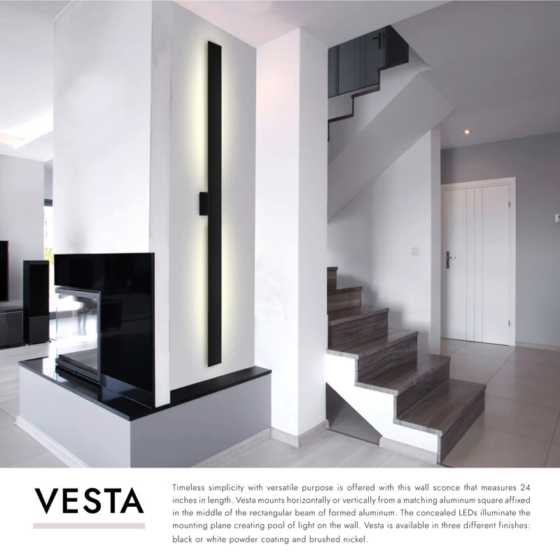 Vesta 1 - Light LED Wallchiere, Brushed Nickel, 28" H x 5.126" W x 2.375" D