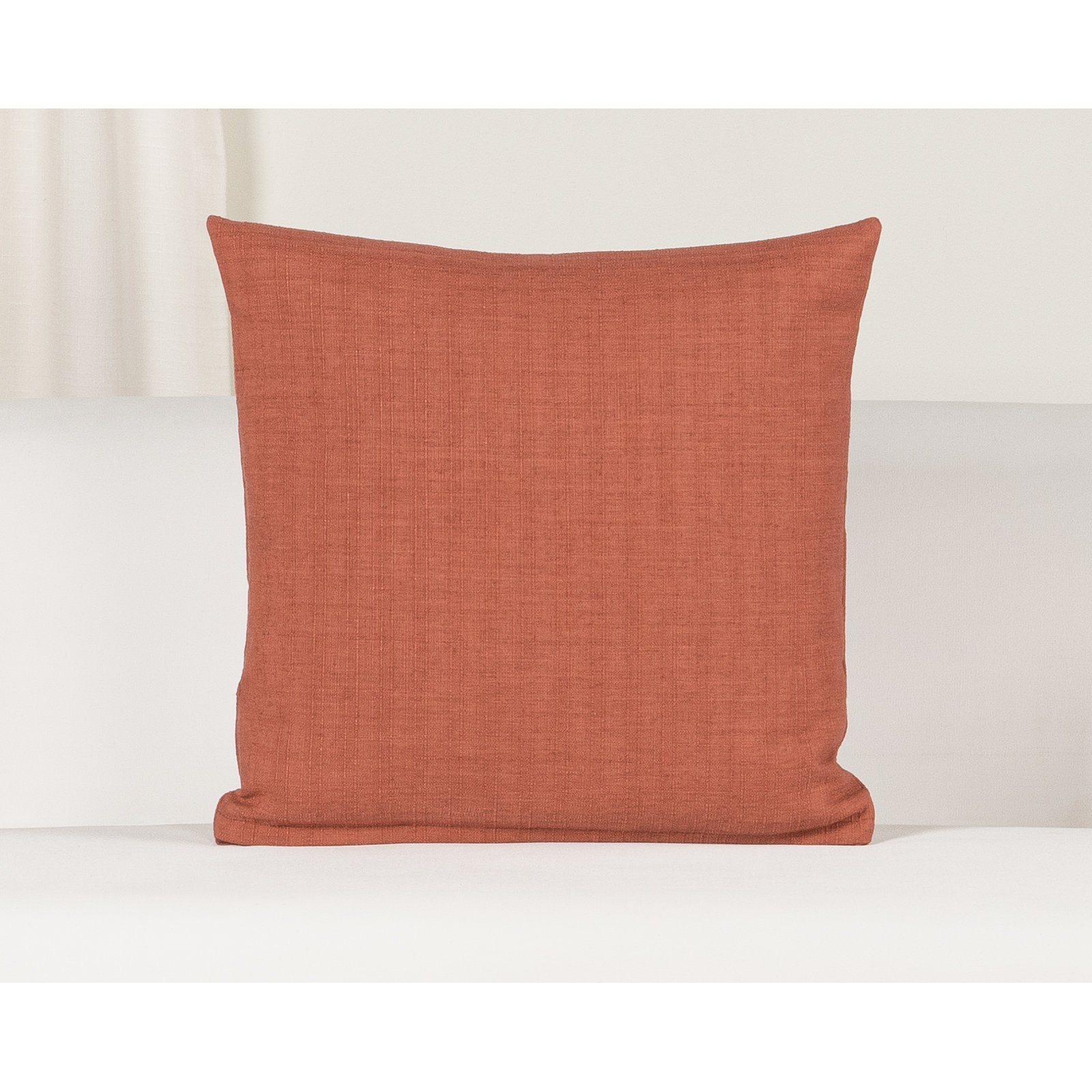 Indy Faux Linen Accent Pillow, Square 20", Feather, Red
