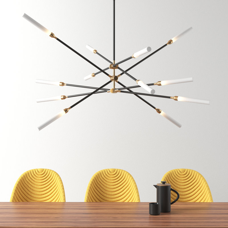 Emory 12-Light Chandelier, Black Aged Brass, 57"H x 55"W x 55"D