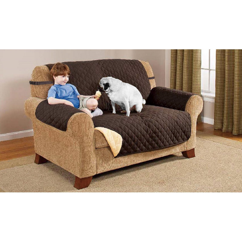 Housse pour causeuse à coussins carrés/rectangulaires, Brun / Brun clair
