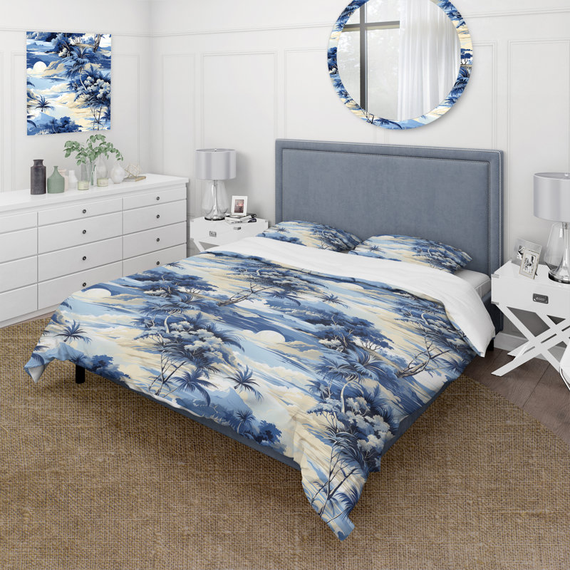 Literie Azure Oasis, Housse de couette simple + 1 taie décorative stan