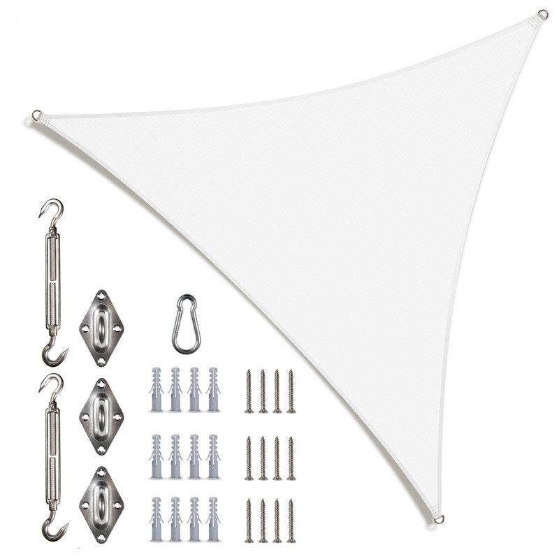 Colourtree Triangle Sun Shade Sail with Installation Hardware Kit, White, 12 ft. x 12 ft. x 12 ft.