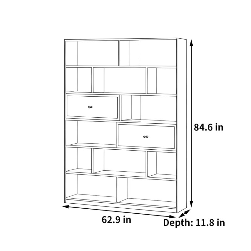 Patnaude, (6 Shelves) 84.6"H x 62.9"W x 11.8"D