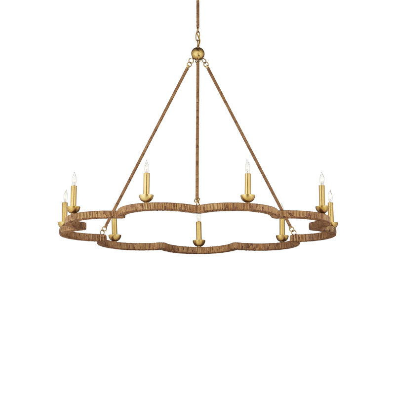 Savoie 9 - Light Wrought Iron/Rattan Chandelier by Suzanne Dui