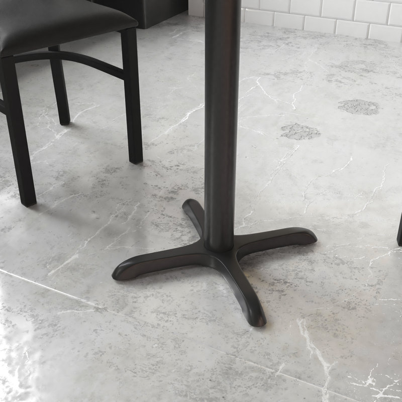 Table de restaurant Beverly avec base en X et colonne de 3 po de hauteur, 22 po x 22 po, Noir