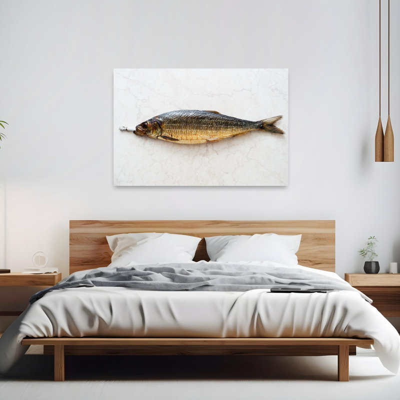 Fumeur de poisson, reproduction d'art contemporain surréel, 40" H x 60" W