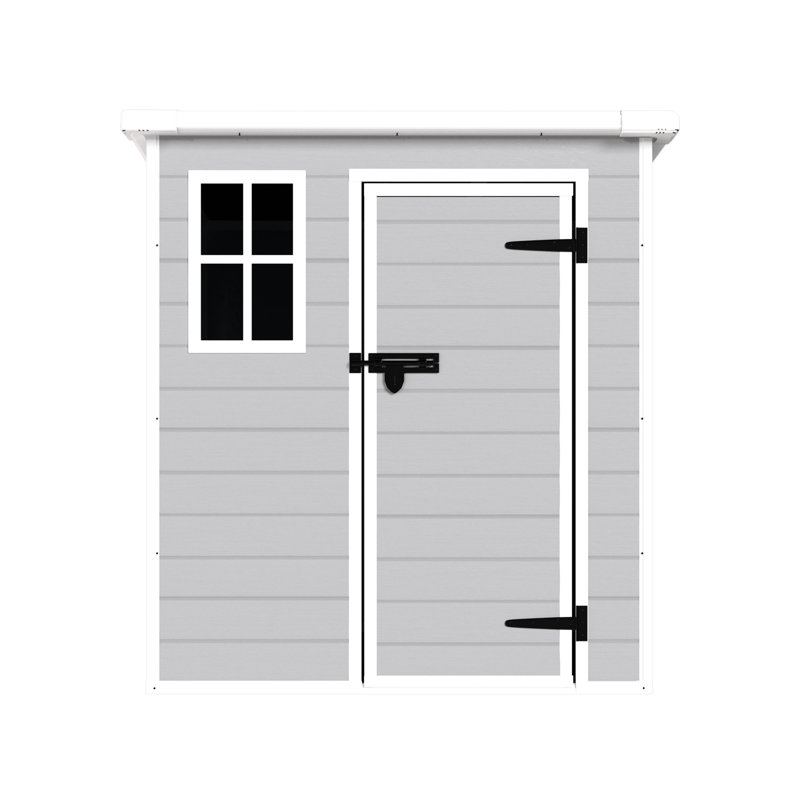 Remise de rangement en résine 6 x 6 pi, imperméable, avec plancher, évents pour la cour, jardin extérieur en polypropylène à usage de jardin, pelouse
