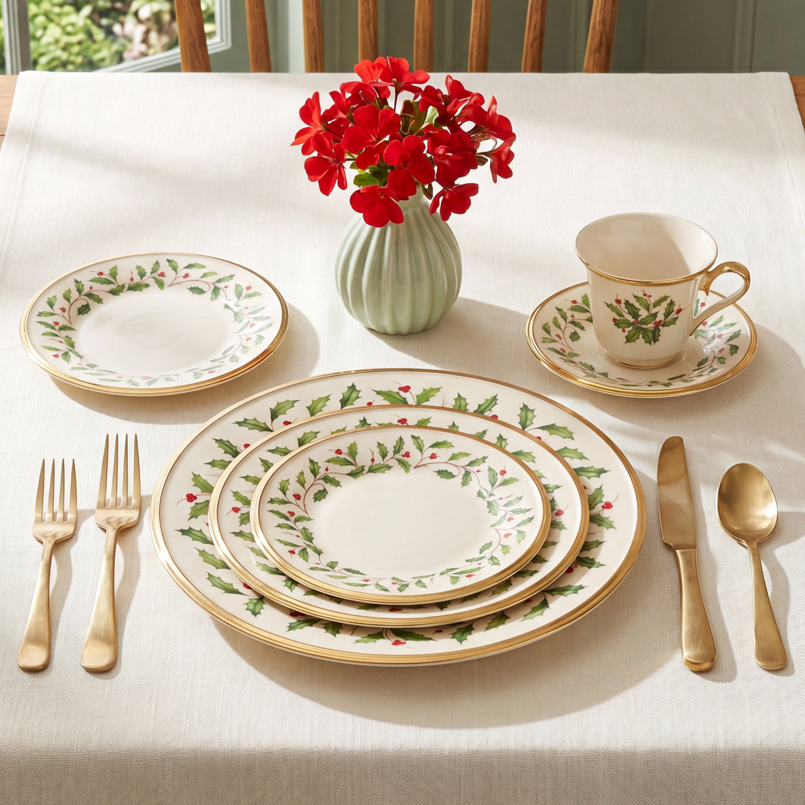 Lenox Holiday Porcelain China 5 Piece Place Setting, Service for 1
