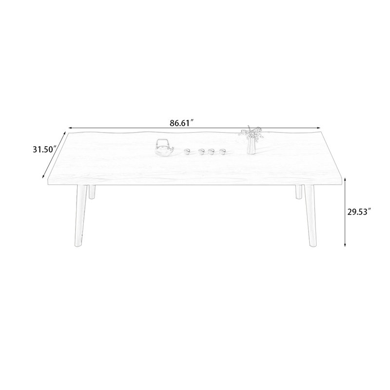 Brown Rectangular Solid Wood Dining Table, 29.53"H x 86.61"L x 31.5"W