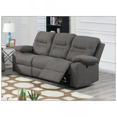1pc Power Reclining Sofa Built In USB Port Pillow Arms Supportive Headrest Slate Blue Finish Primary Living Room Furniture