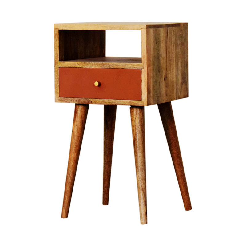 Corniyah 11.81'' W Solid Wood Nightstand, Red
