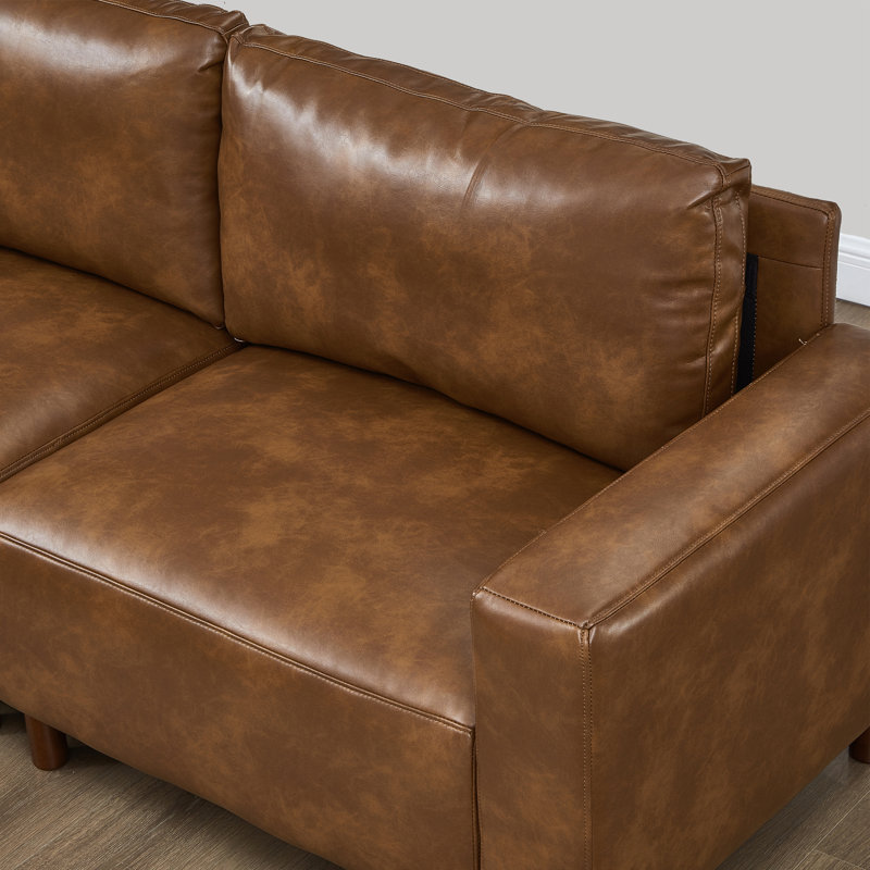 Canapé modulaire de luxe en cuir de polyuréthane de qualité moderne avec revêtement de 5 pièces, Similicuir brun