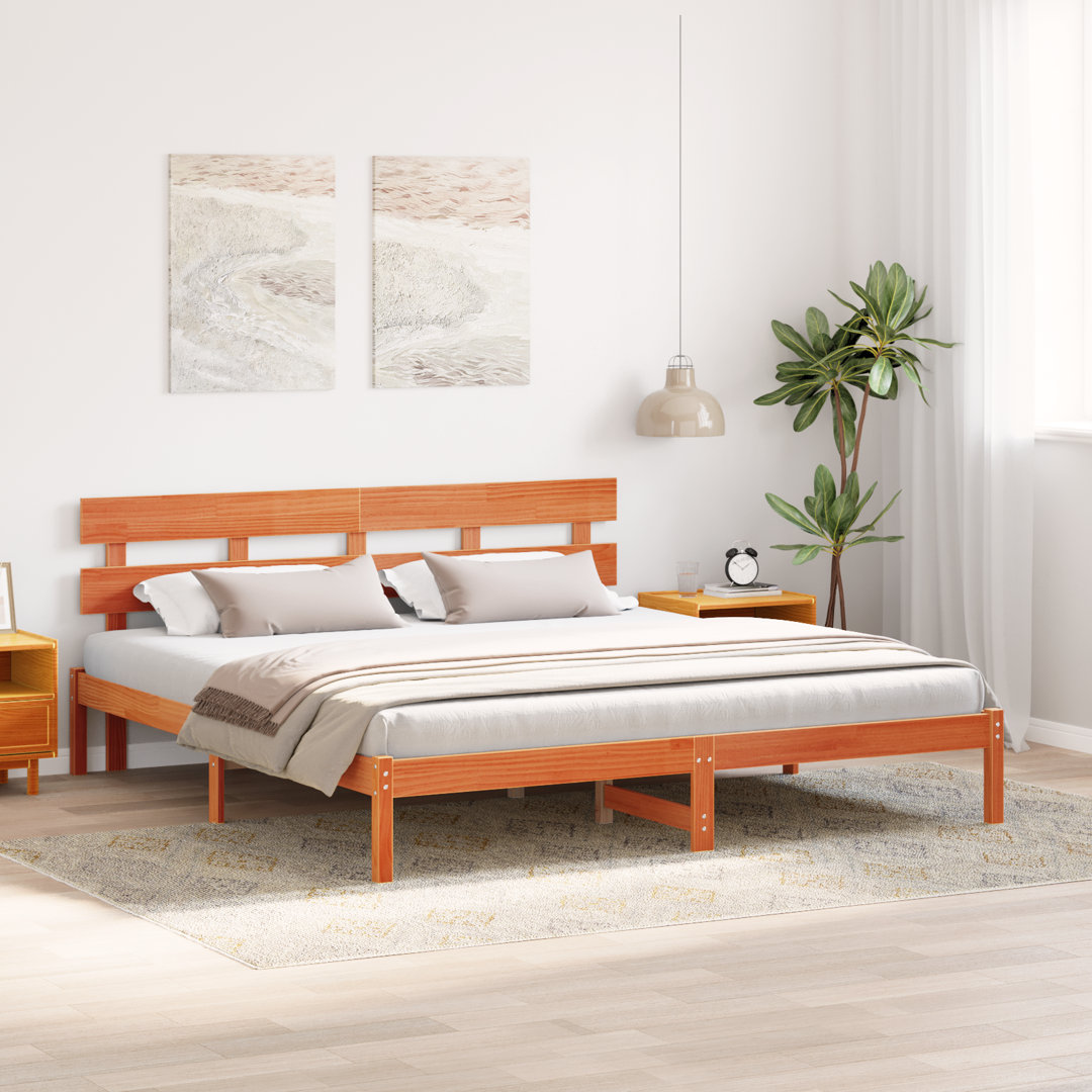 Vidaxl Bed Frame With Headboard Solid Pine Wood