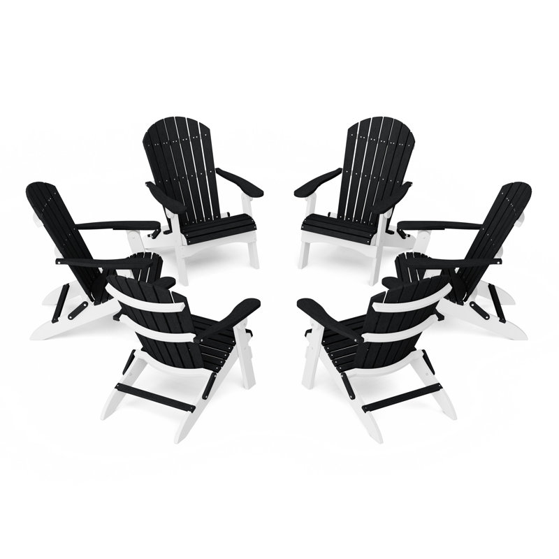 Heritage Folding Adirondack Chairs Set Of 6, Black/White