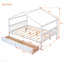 Lit double pleine grandeur en bois avec tiroirs, blanc