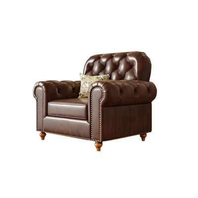 European-style Retro Casual Leather Chair Upholstered Armchair