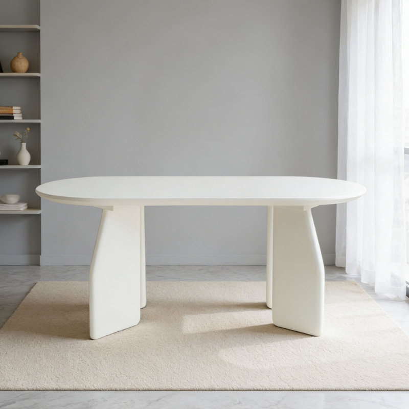 Table de salle à manger ovale en bois de frêne massif, H 29,5 po x L 86,6 po x l 35,4 po