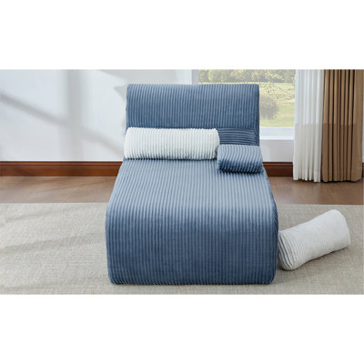 Modern Chaise Sofa 34.2" Boneless Sofa Couch Cozy Chaise Lounge for Living Room, Blue