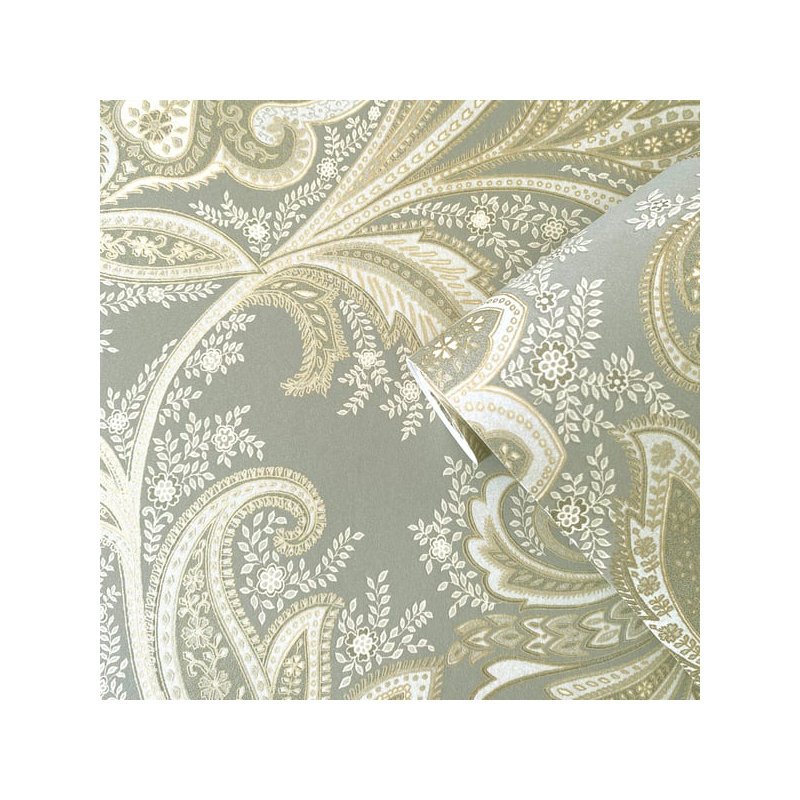 Elegance 10m x 53cm Satin Wallpaper Roll, Silver Grey