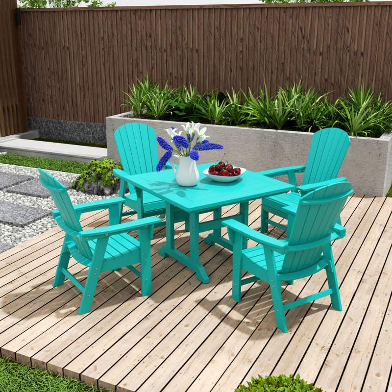 Altura 4 - Person Patio Dining Set with Square Table, Turquoise