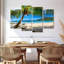 Palmier sur une plage de sable, ensemble de 4 reproductions d'art sur toiles murales-1161477549