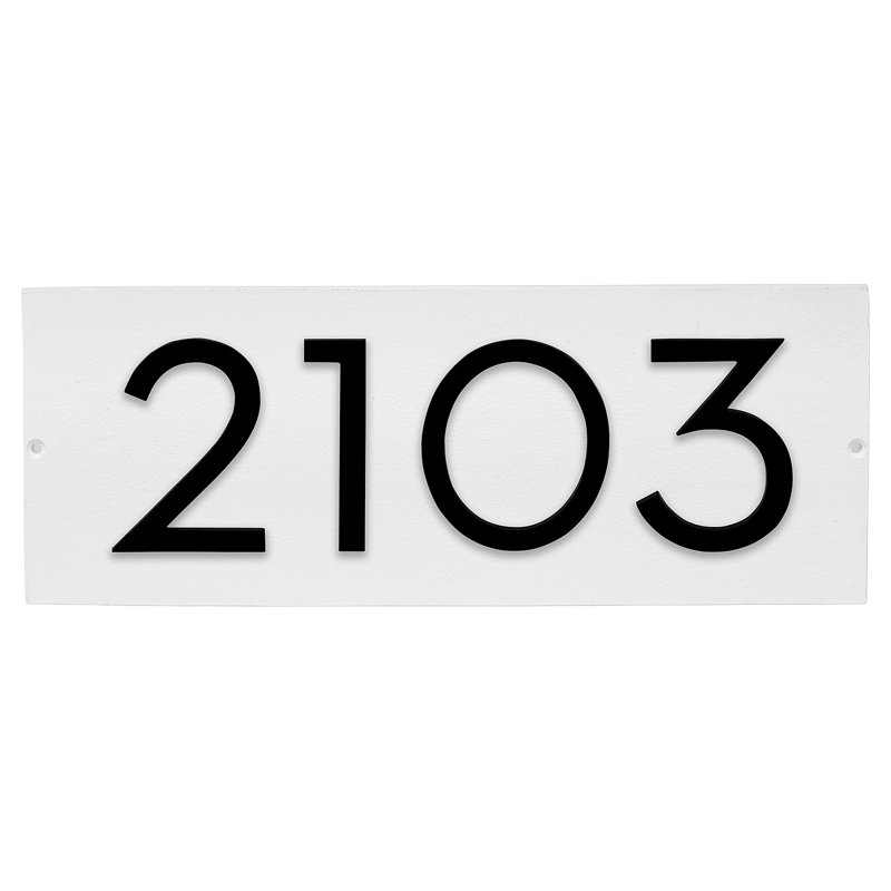 Plaque d'adresse horizontale flottante 4 po (4 chiffres), Blanc, Noir