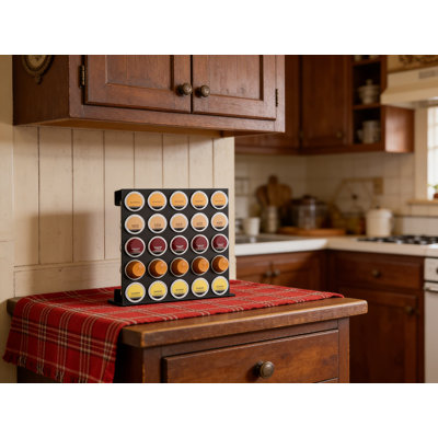 K-Cup Organizer Drawer With Wall Mount, Holds 25 Coffee Pods For Countertop, Drawer, Or Cabinet Storage - Space Saving Metal Holder For Kitchen, Office, Or Coffee Station