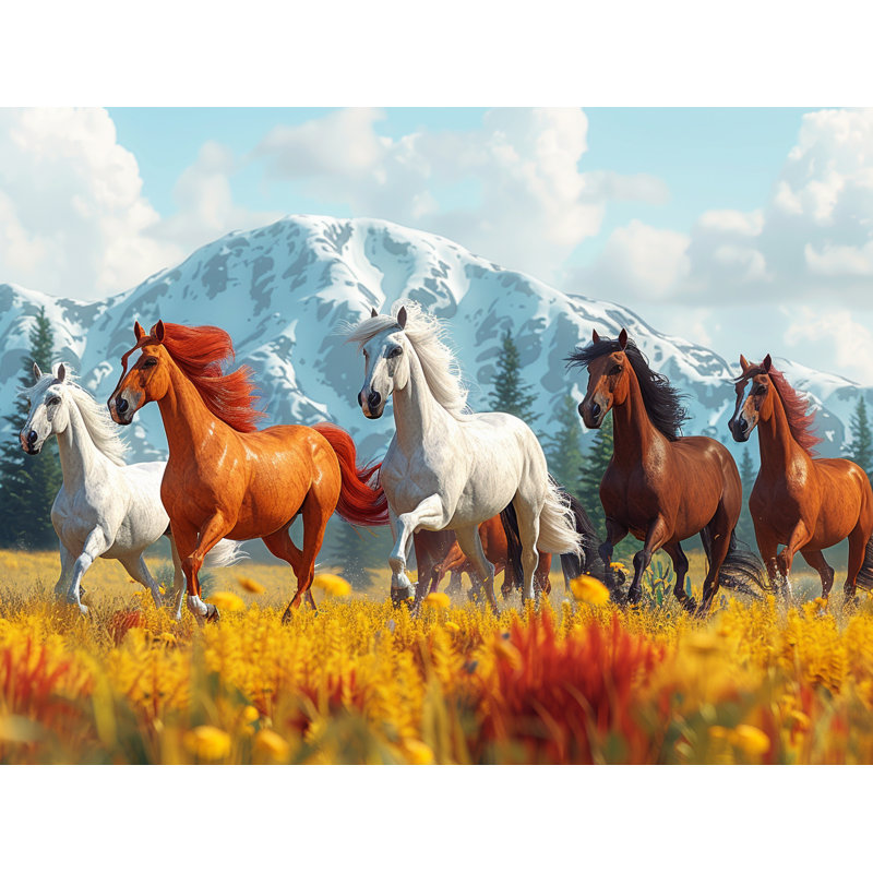 12132_Voitures de rideaux à motif de chevaux, 2 panneaux, L 20 po x L 63 po