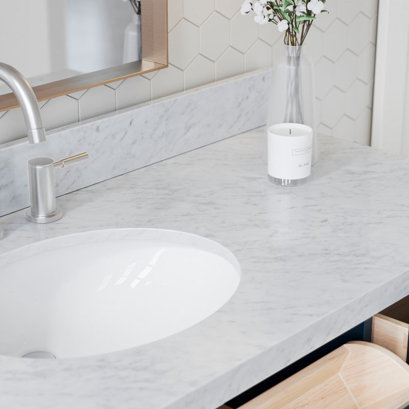 ARIEL Monroe 54 Single Sink Bathroom Vanity with Carrara Quartz Top, 61", Carrara White Marble, Gray