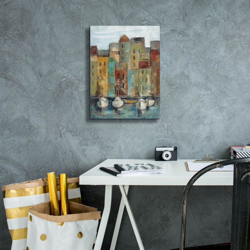 Art mural sur toile  «Old Town Port 1» par Silvia Vassileva, H 16 po x l 12 po