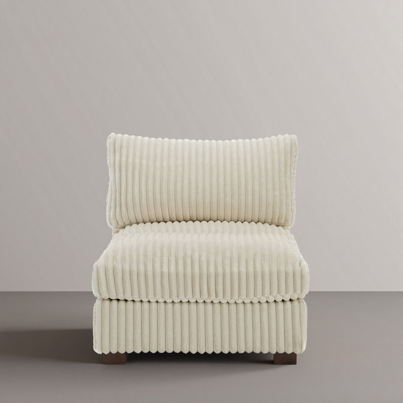 Fauteuil rembourré en flanelle de fourrure de lapin blanche avec dossier rembourré, module de chaise simple pour canapé modulaire