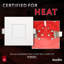 Downlight carré ultra-mince 5 po à DEL homologué pour le feu et certifié - couleur sélectionnable, intensité variable 1200 lumens