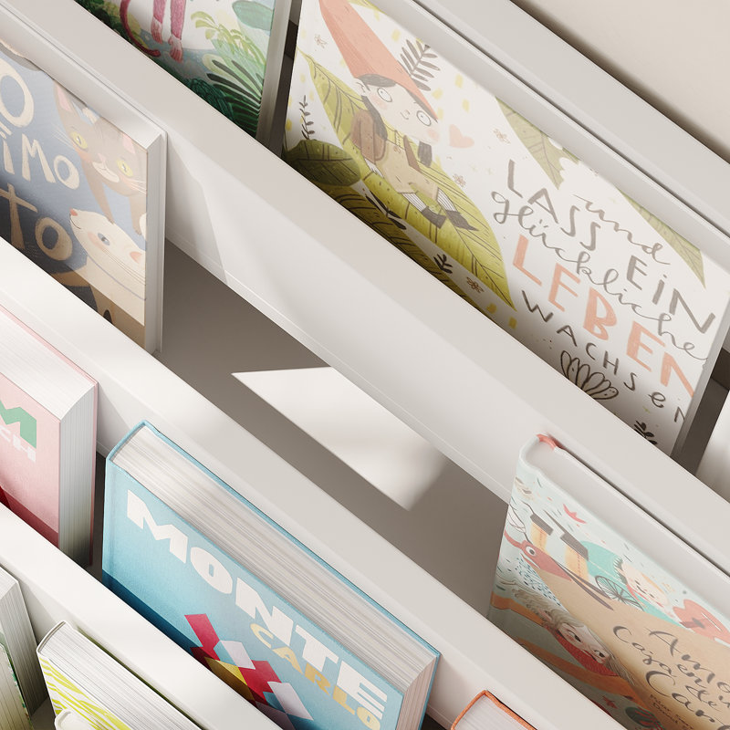 Bibliothèque avec 4 tablettes et 4 tablettes, Blanc / Blanc