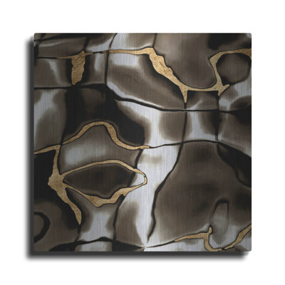  «Golden Shimmer 1» par Alonzo Saunders, art mural en métal, 12 po x 12 po