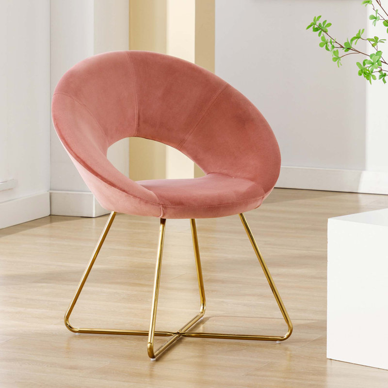 Zed 68cm Wide Velvet Papasan Chair, Pink, Gold