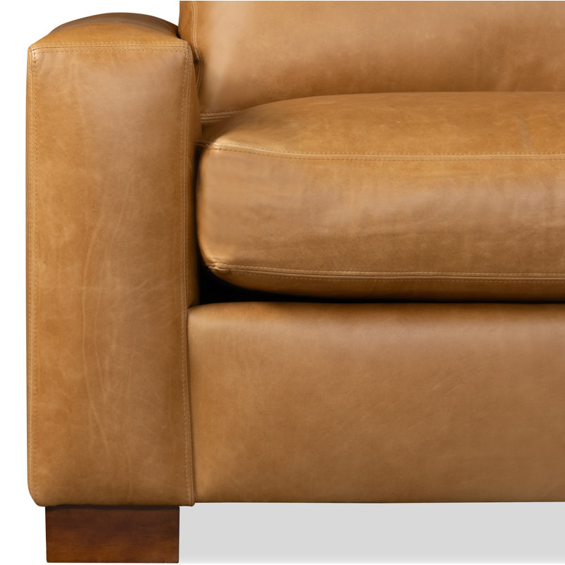 Jonie Genuine Leather 4-Piece Sectional, Left Hand Facing, Bistro Saddle Genuine Leather