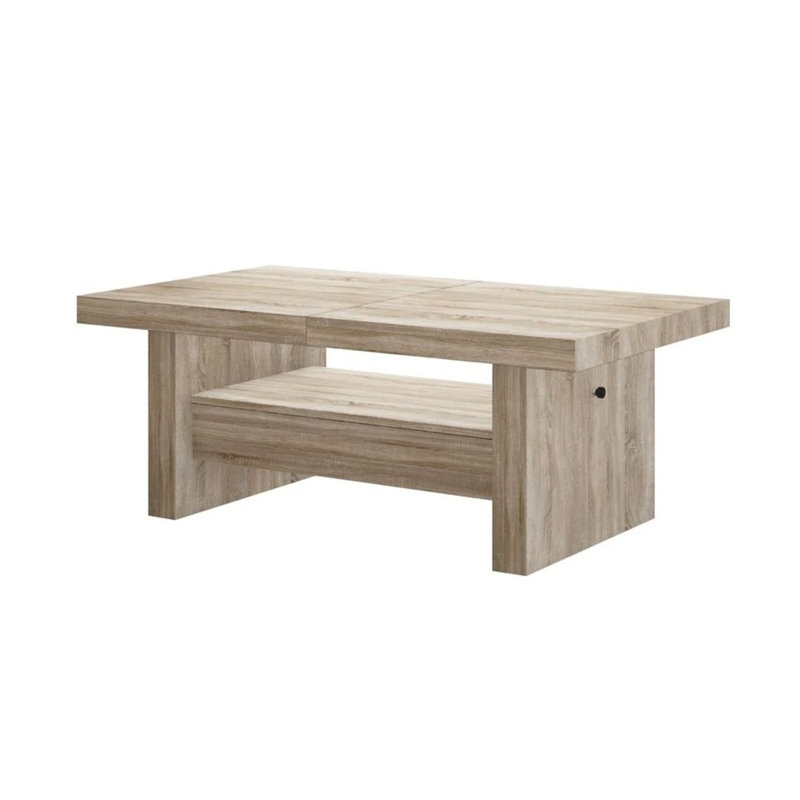 Nathale Lift Top Sled Coffee Table with Storage, Beige, Beige Wood